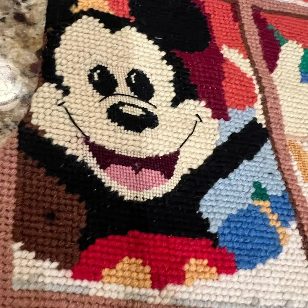 Needle point Disney Mickey and friends vintage Christmas stocking.